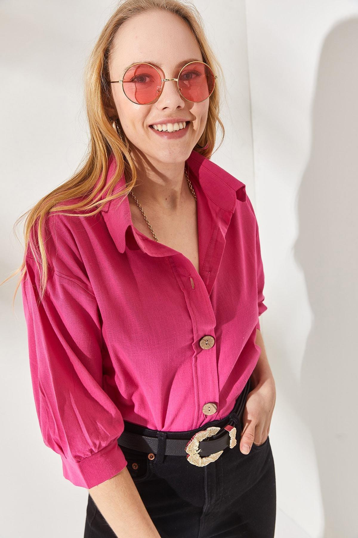 Pink Buttoned Linen Shirt, , large image number 1