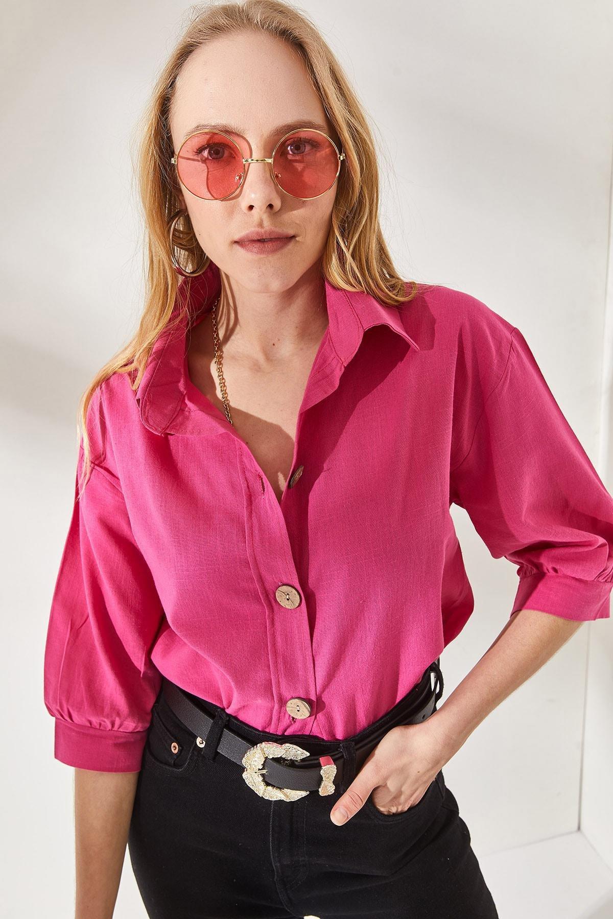 Pink Buttoned Linen Shirt, , large image number 3