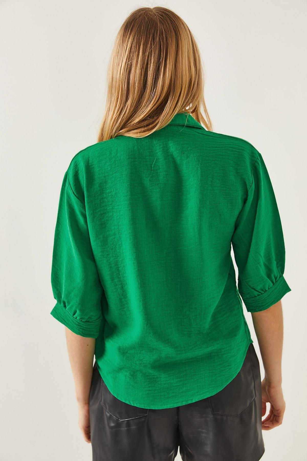 Green Striped Linen Shirt, Grassgreen, large image number 4