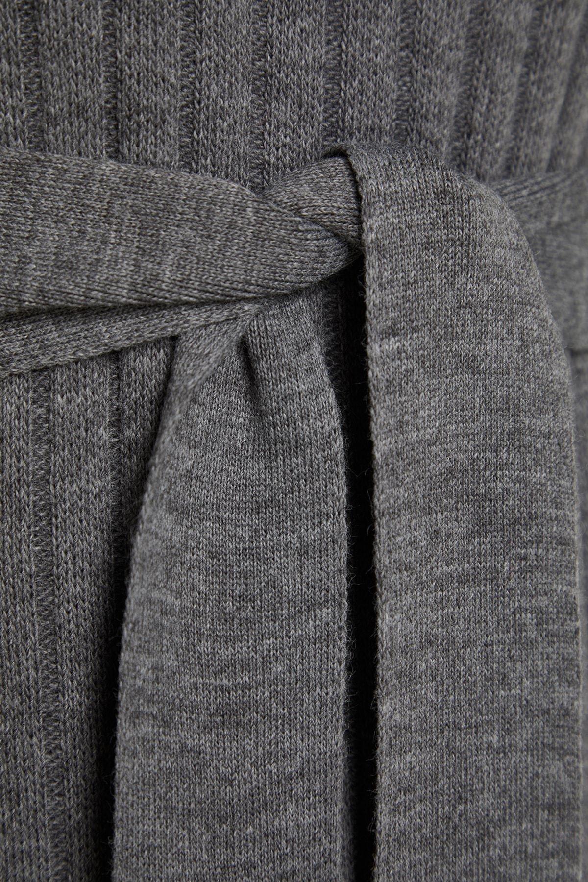 Grey Belted Rib Knitwear Dress, , large image number 7