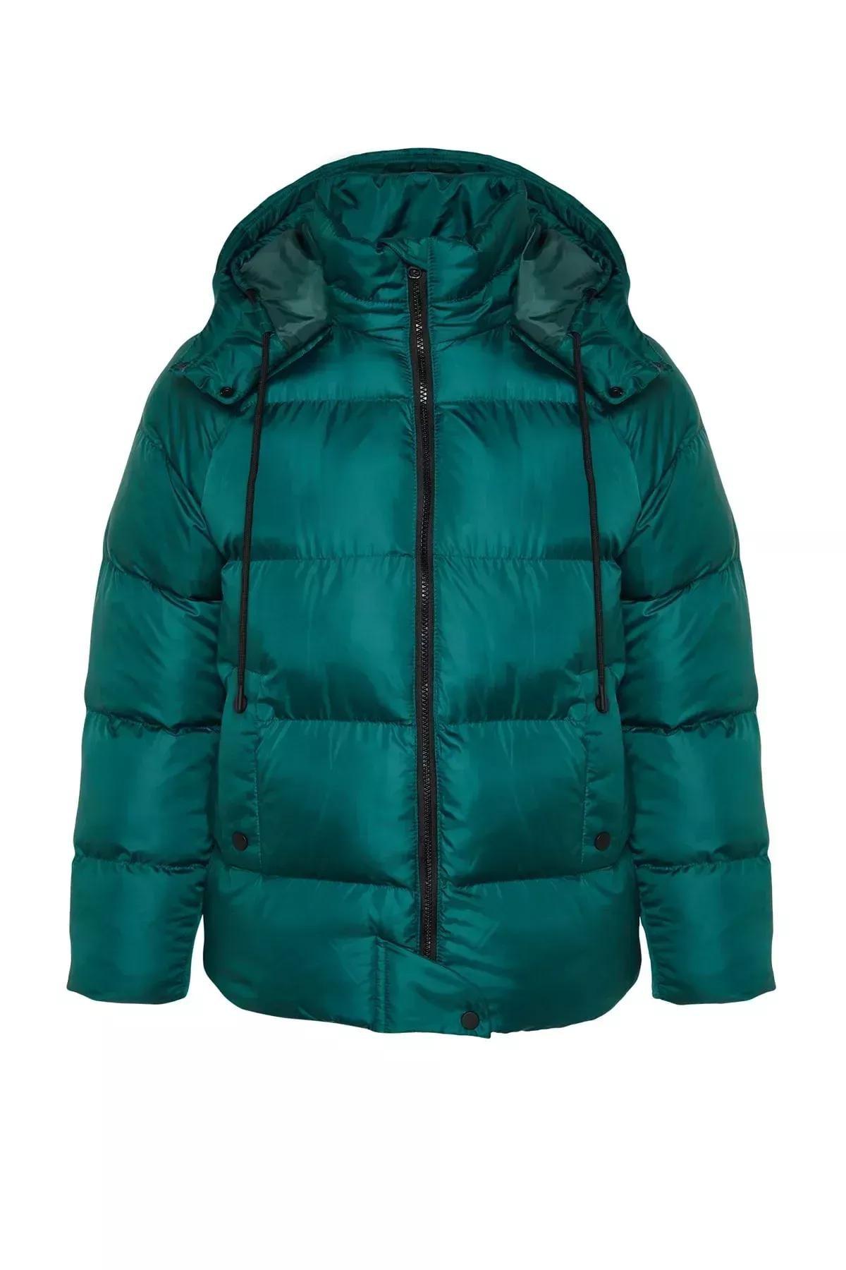Green Hooded Puffer Jacket, Emerald, large image number 7