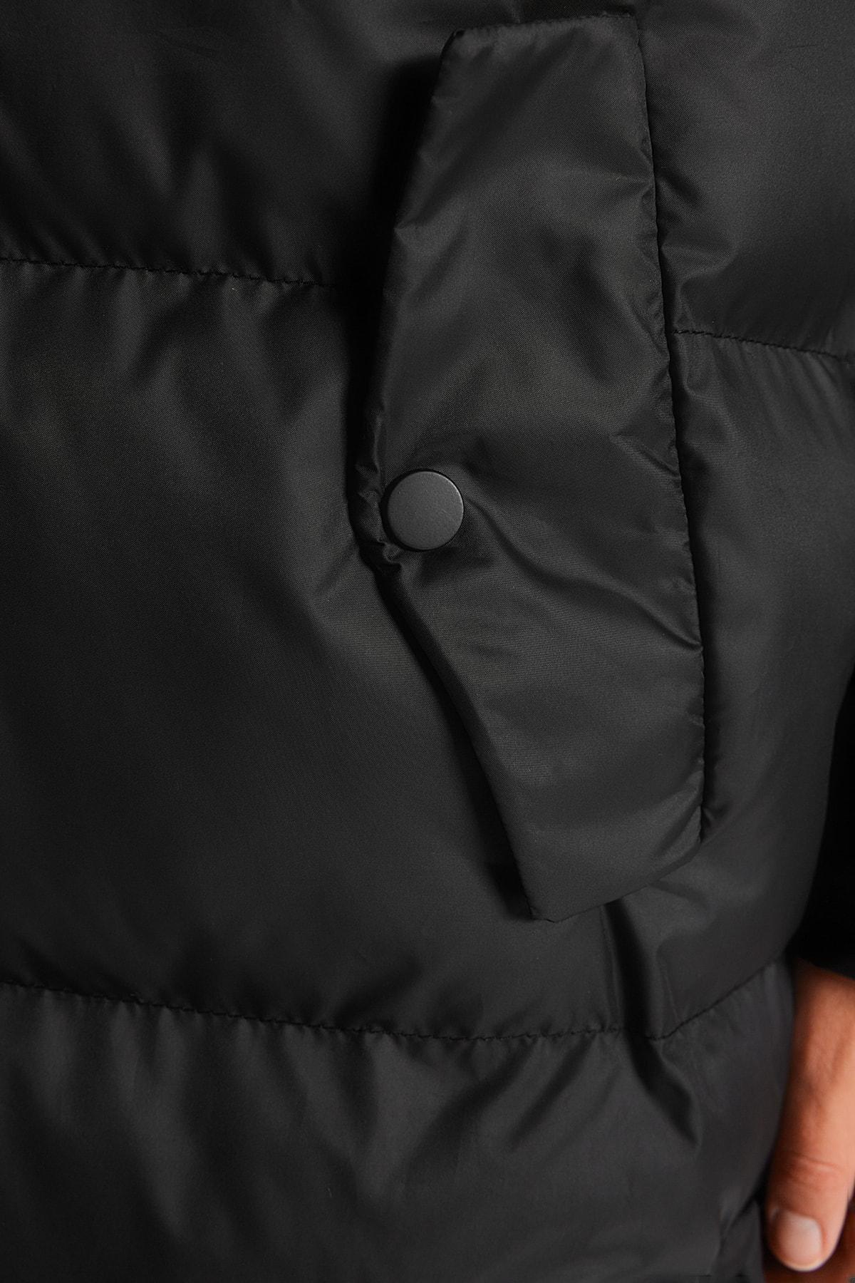 Black Hooded Puffer Jacket, , large image number 5