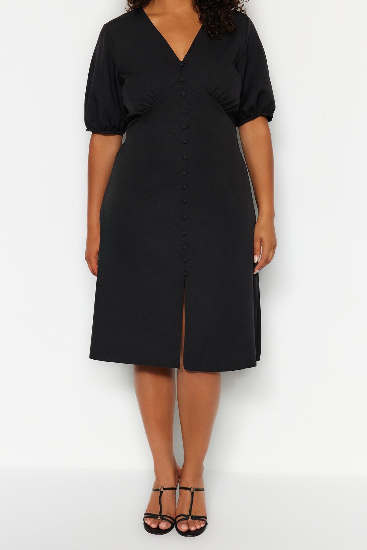 Black A-Line Plus Size Dress, BLACK, large image number 2