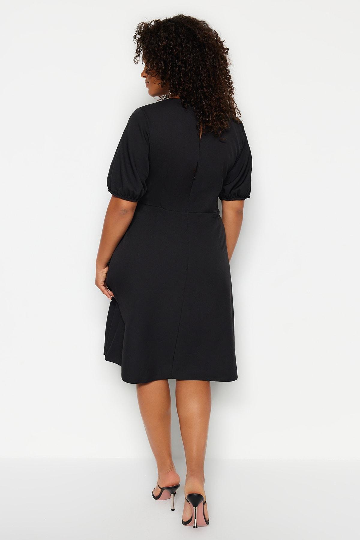 Black A-Line Plus Size Dress, BLACK, large image number 4