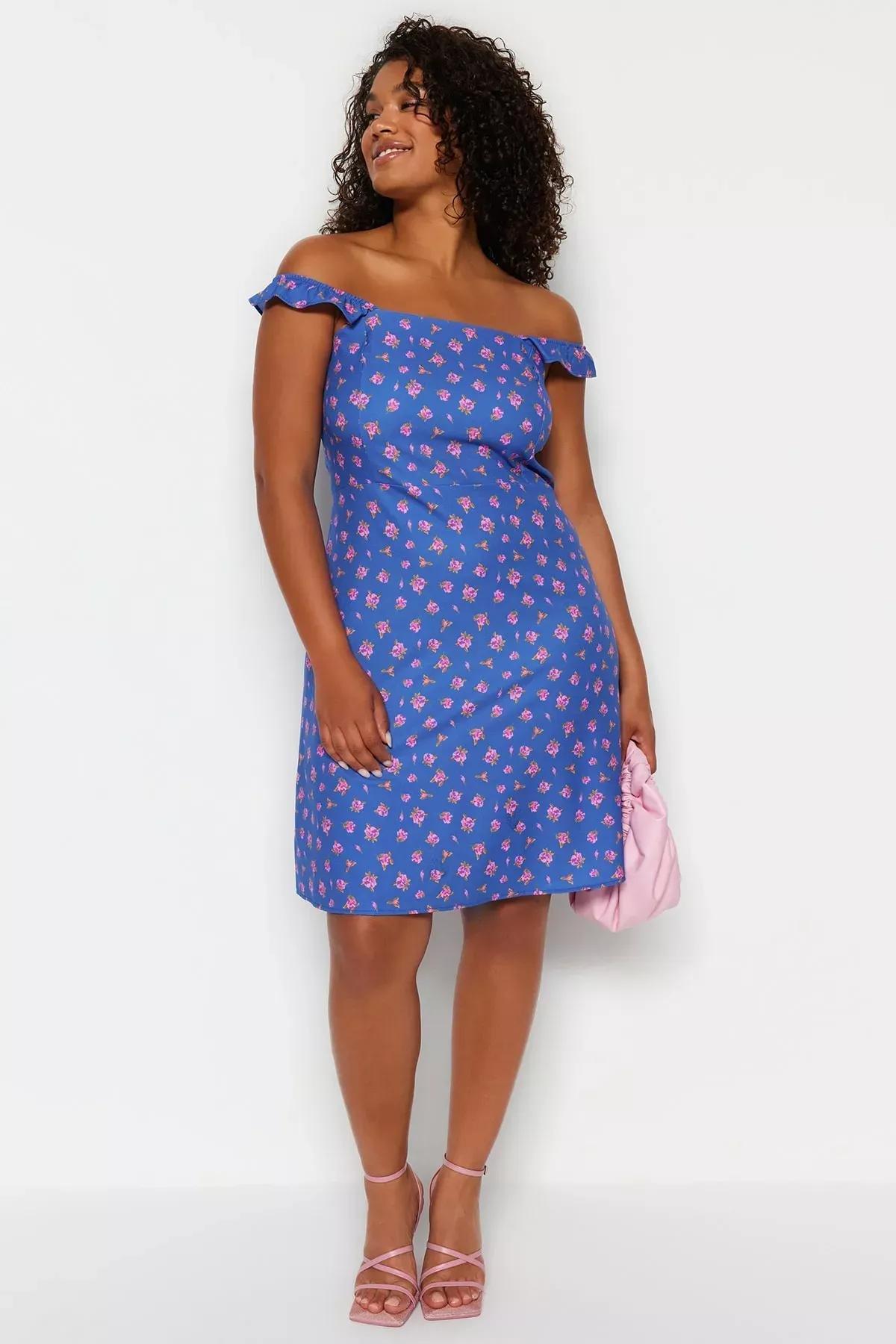 Multicolour Basic Plus Size Dress, Very colorful, large image number 1