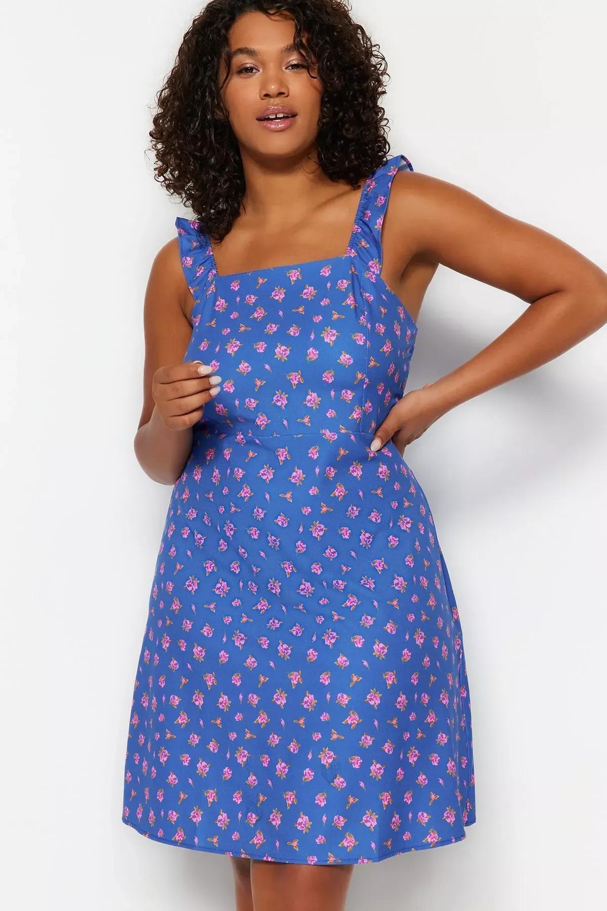 Multicolour Basic Plus Size Dress, Very colorful, large image number 3