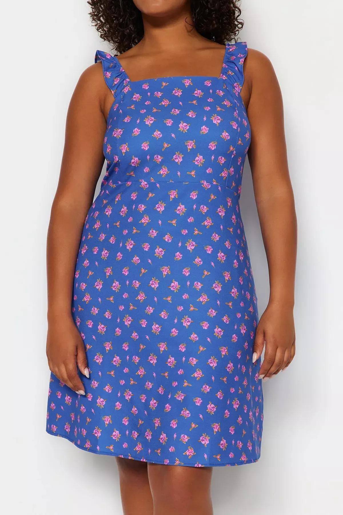 Multicolour Basic Plus Size Dress, Very colorful, large image number 4