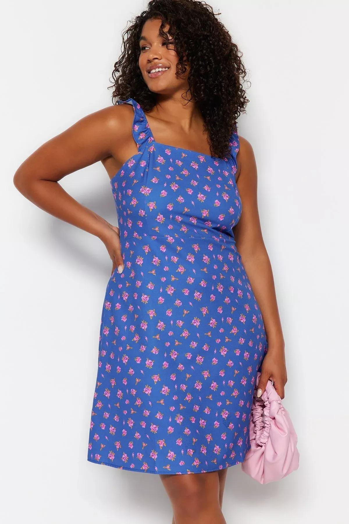 Multicolour Basic Plus Size Dress, Very colorful, large image number 7