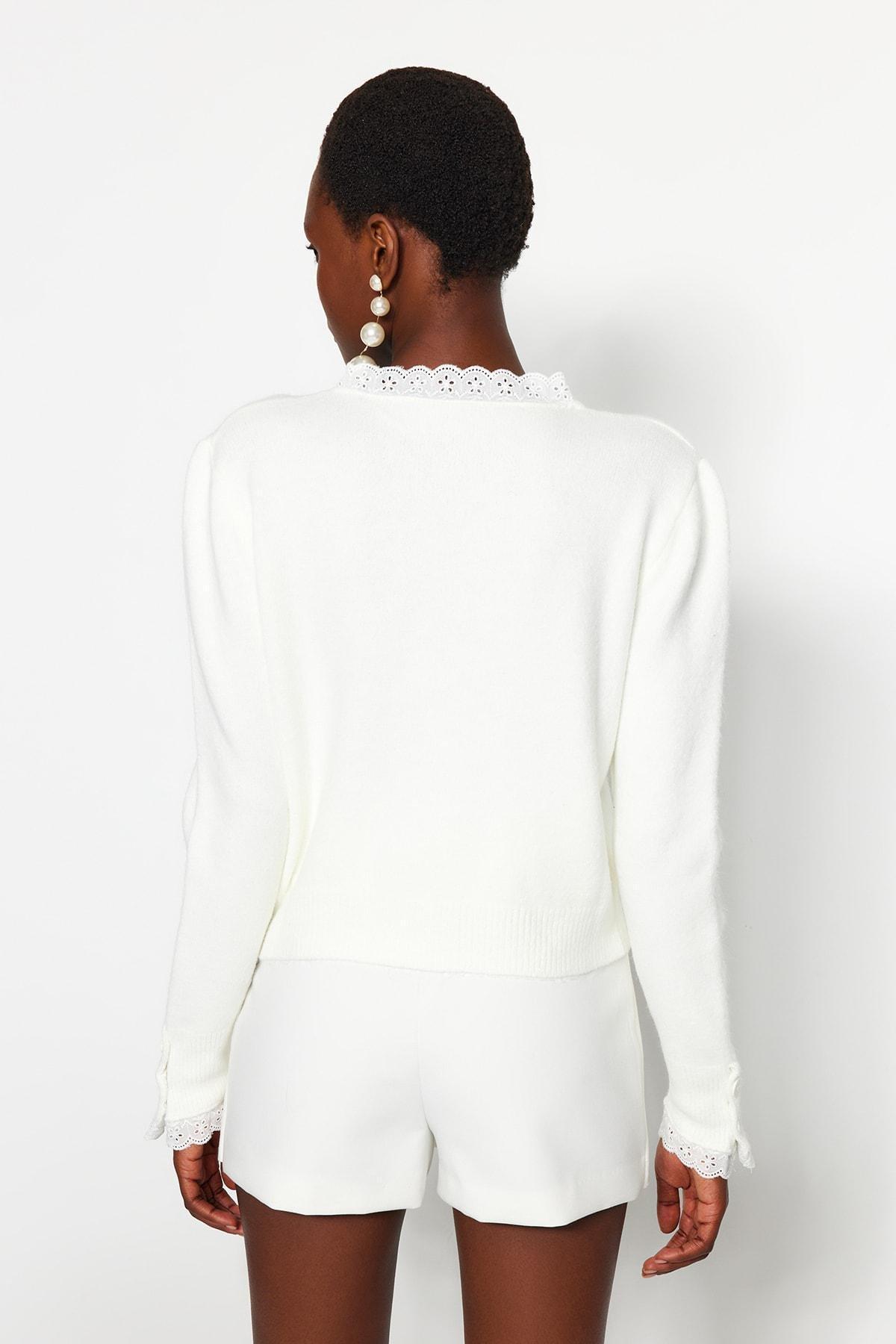 White Knitwear Cardigan, , large image number 3