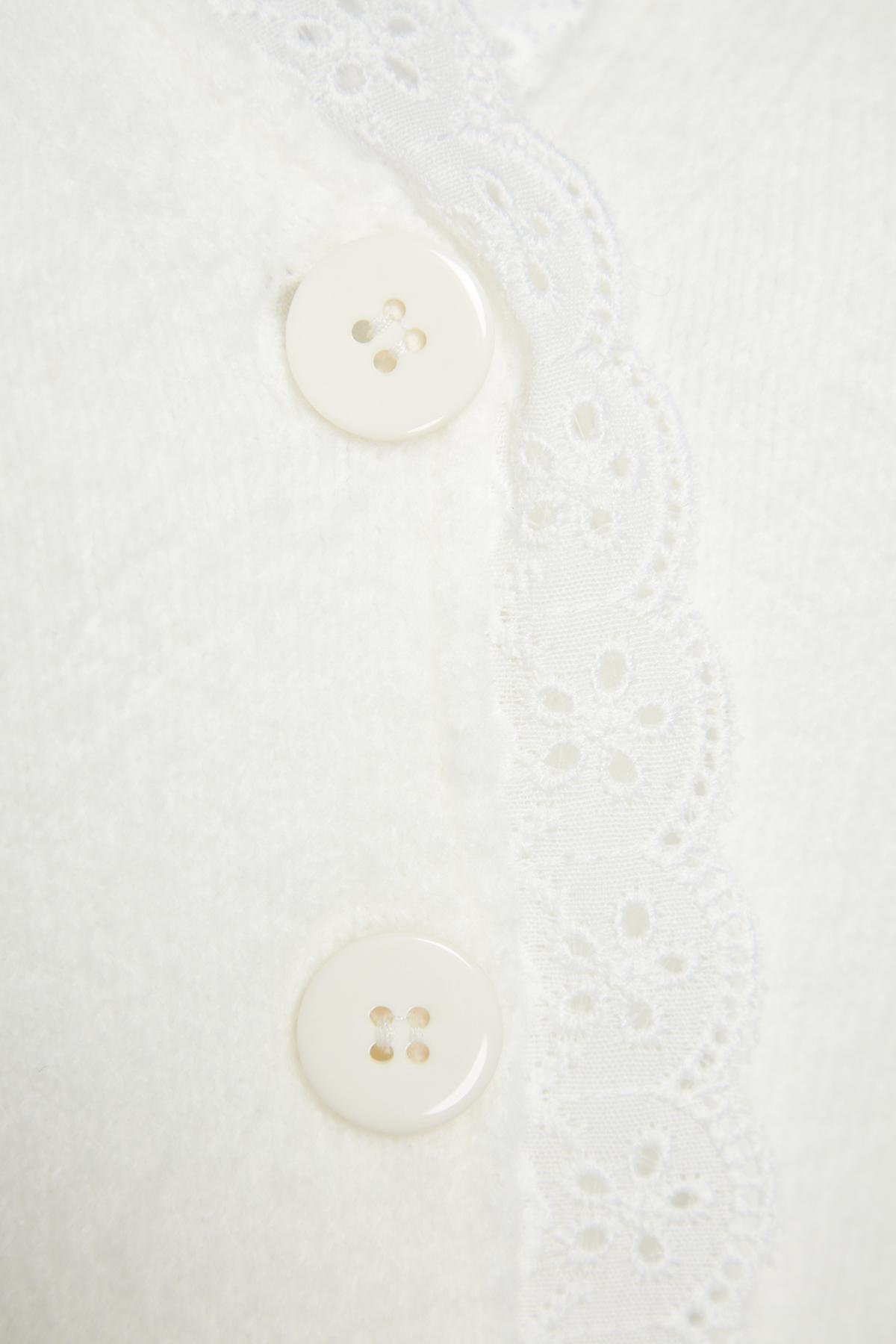 White Knitwear Cardigan, , large image number 4