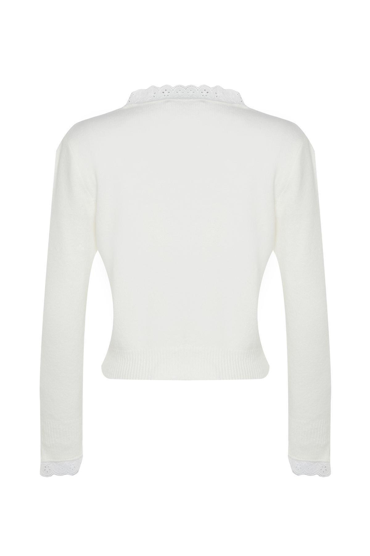 White Knitwear Cardigan, , large image number 5