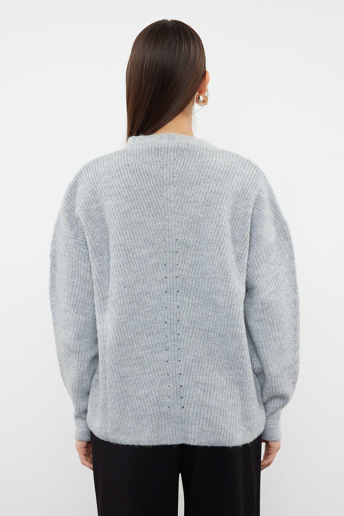 Grey Wide Fit Knit Cardigan with Pocket, , large image number 4