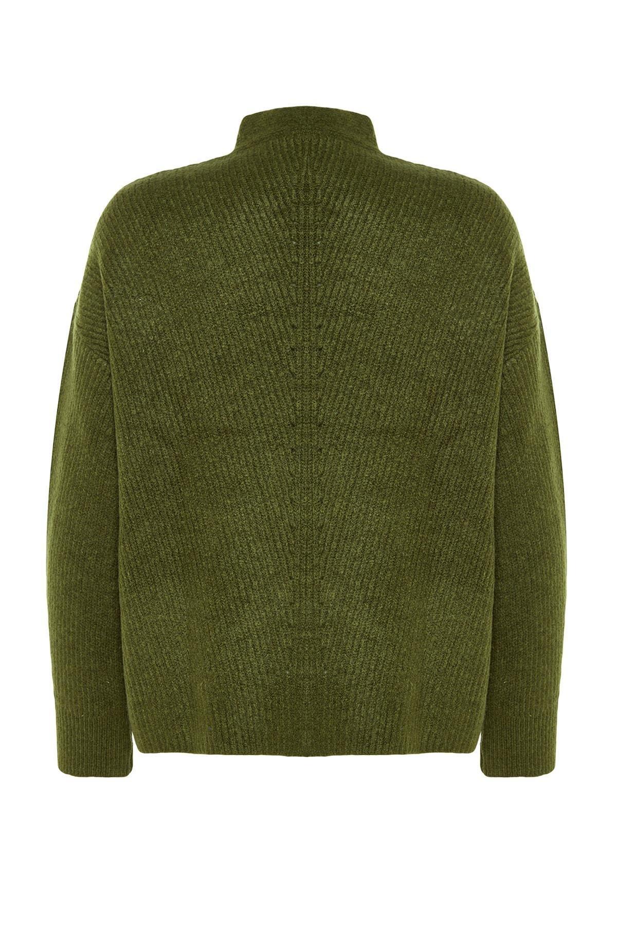 Khaki Soft Textured Pocket Detailed Cardigan, , large image number 7