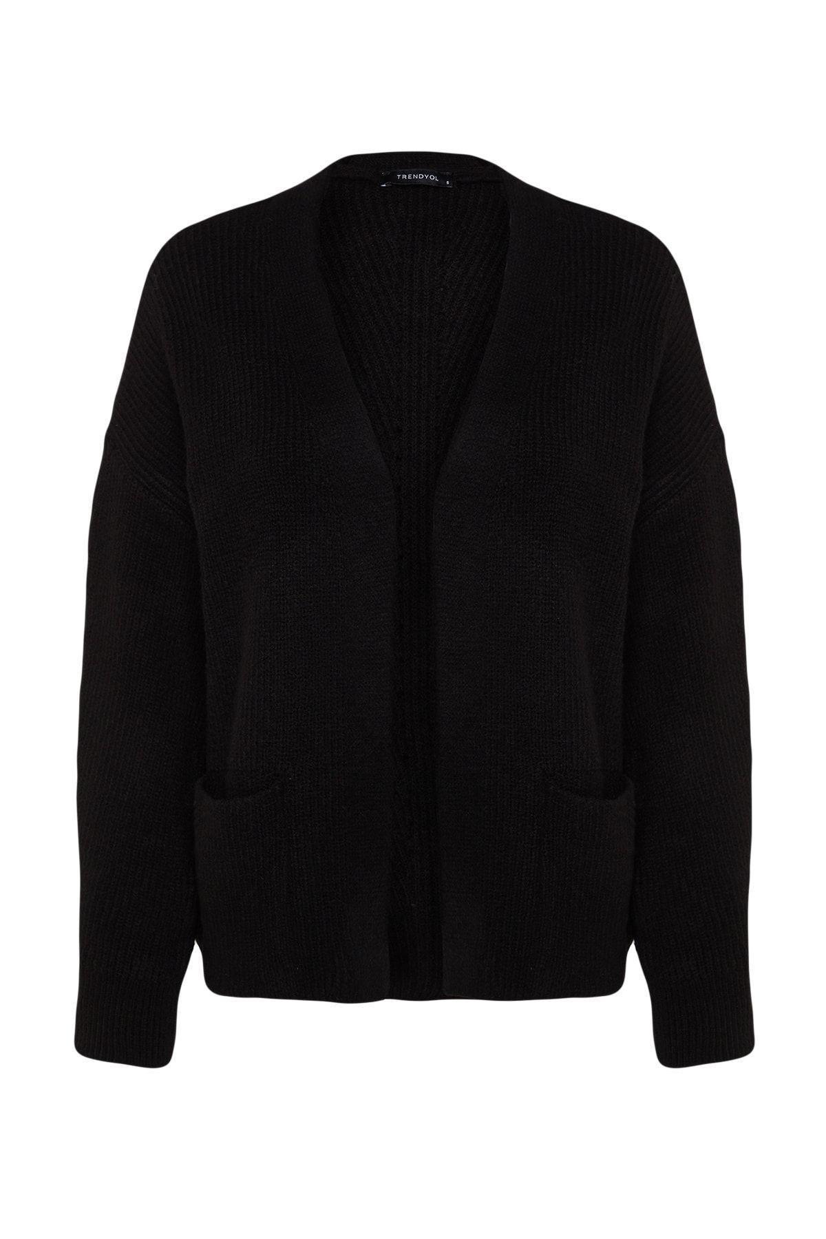 Black Soft Pocket Detail Knitwear Cardigan, , large image number 3
