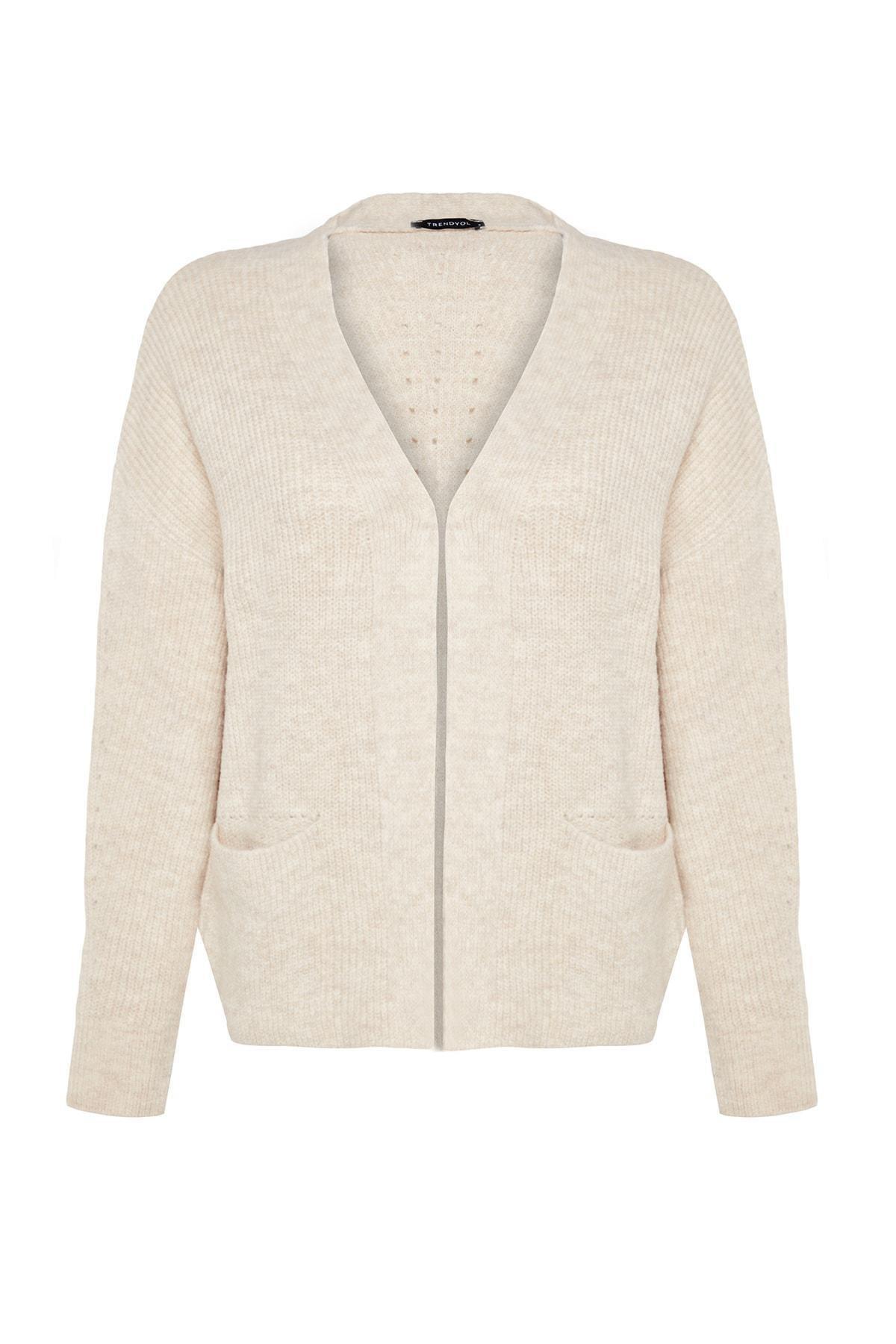 Beige Soft Textured Knitwear Cardigan, , large image number 5