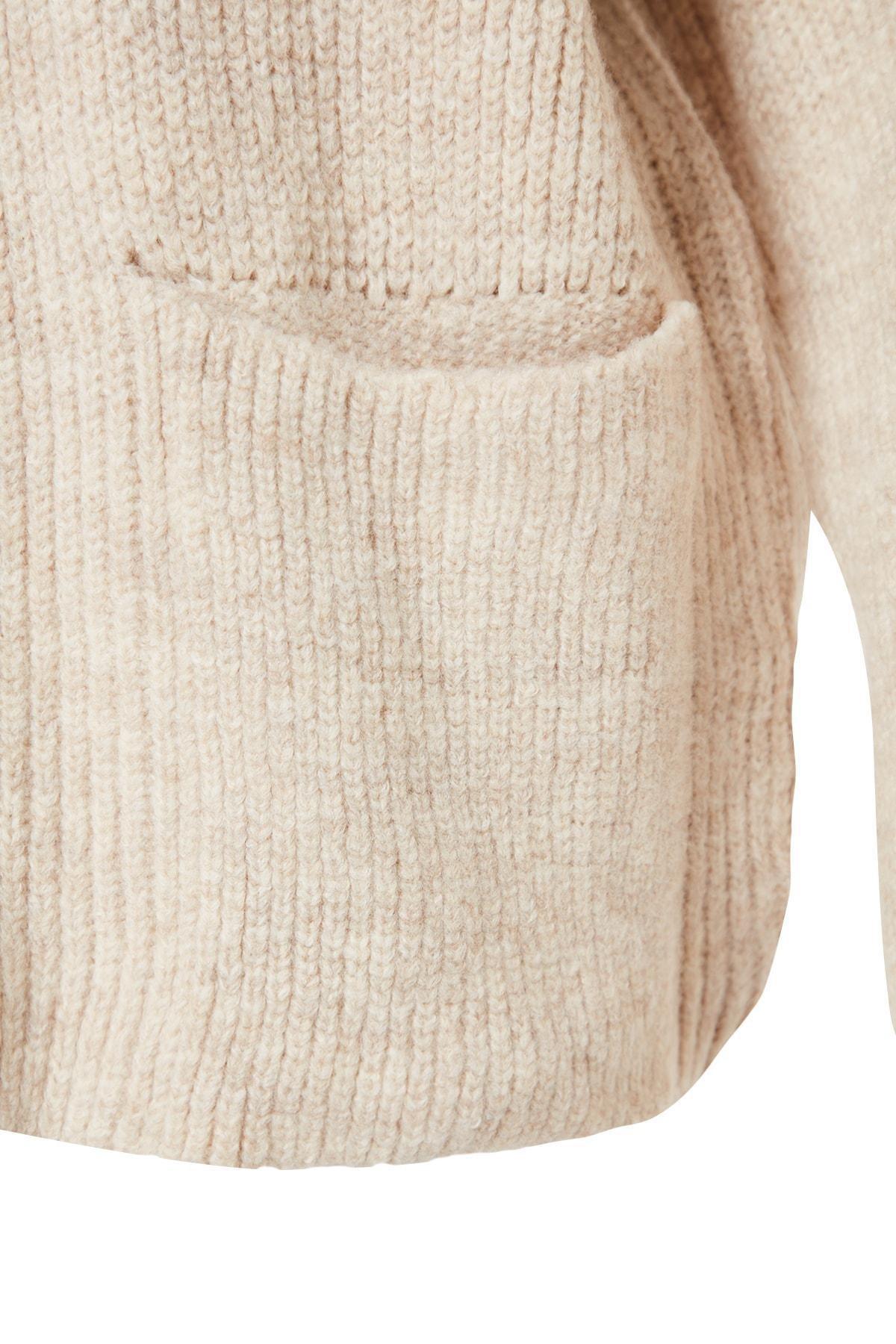 Beige Soft Textured Knitwear Cardigan, , large image number 6