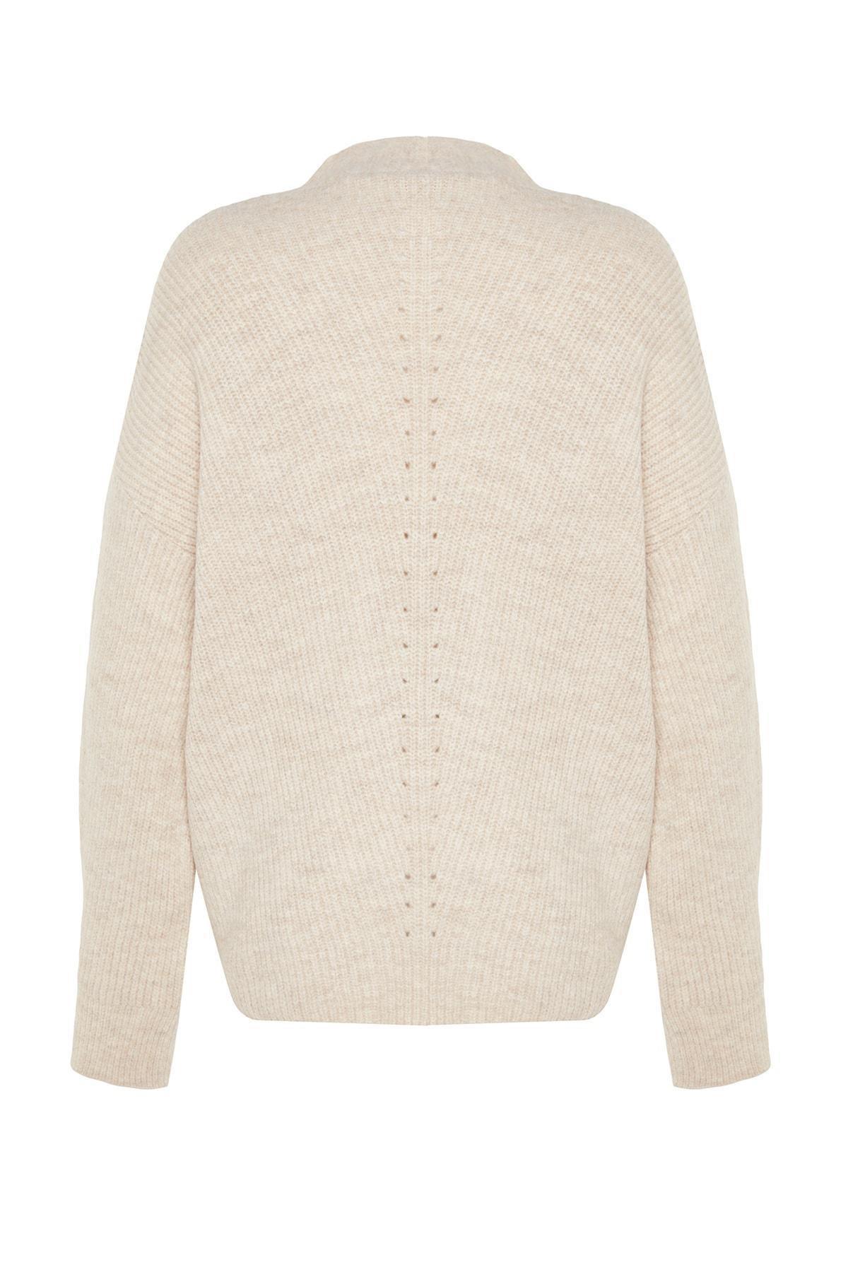 Beige Soft Textured Knitwear Cardigan, , large image number 7