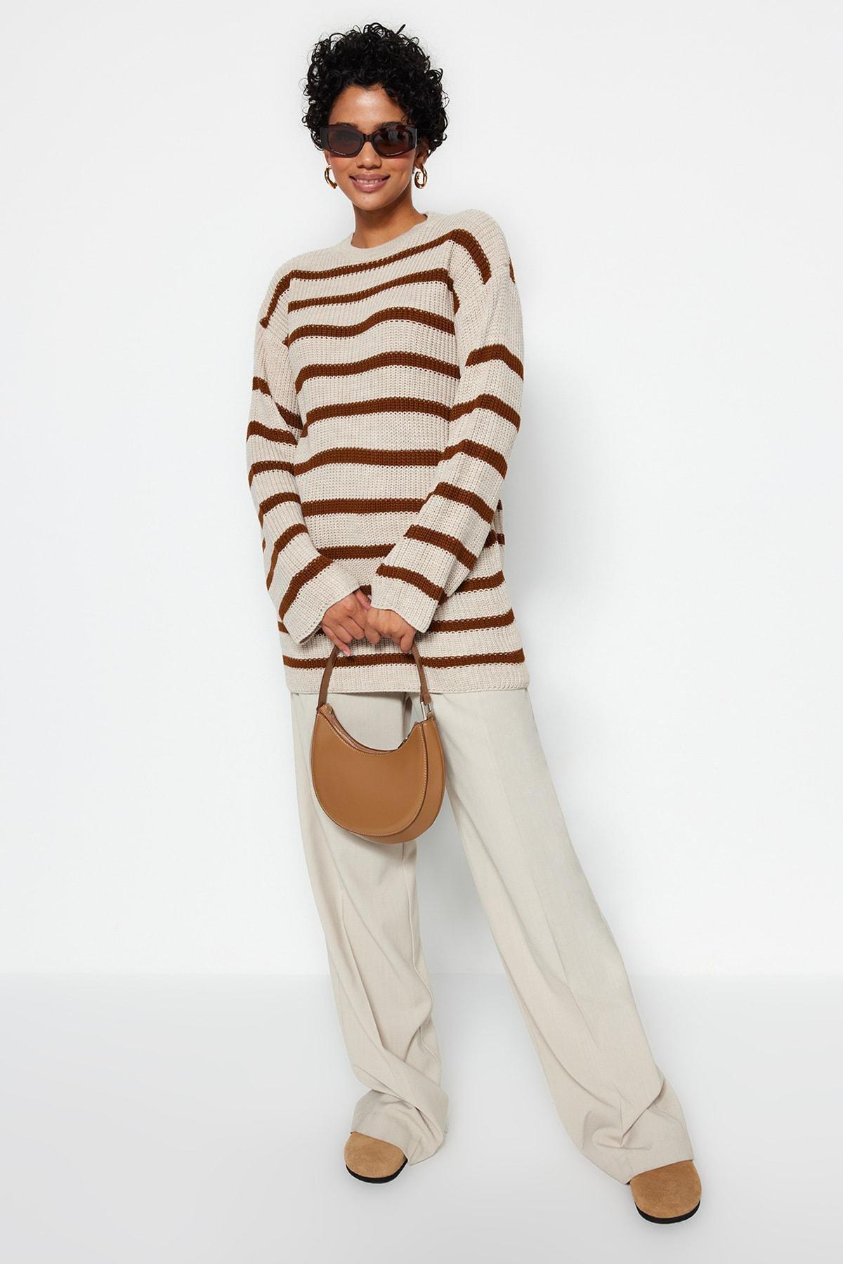Beige Relaxed Sweater, , large image number 0