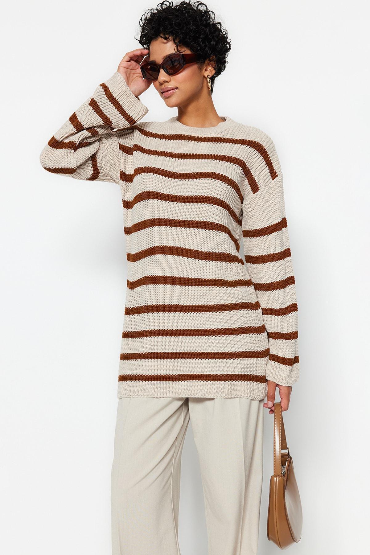 Beige Relaxed Sweater, , large image number 1