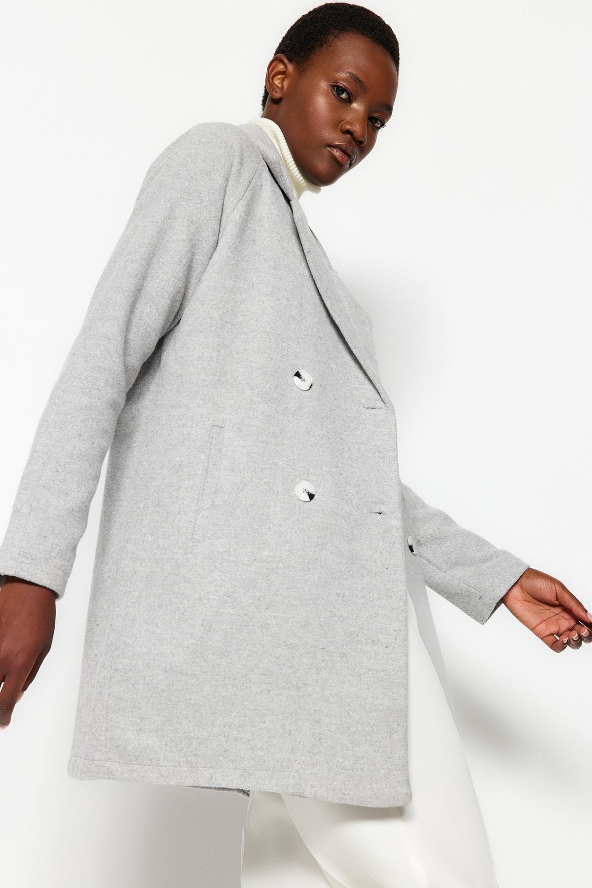 Trendyol - Gray Stamped Coat<br>