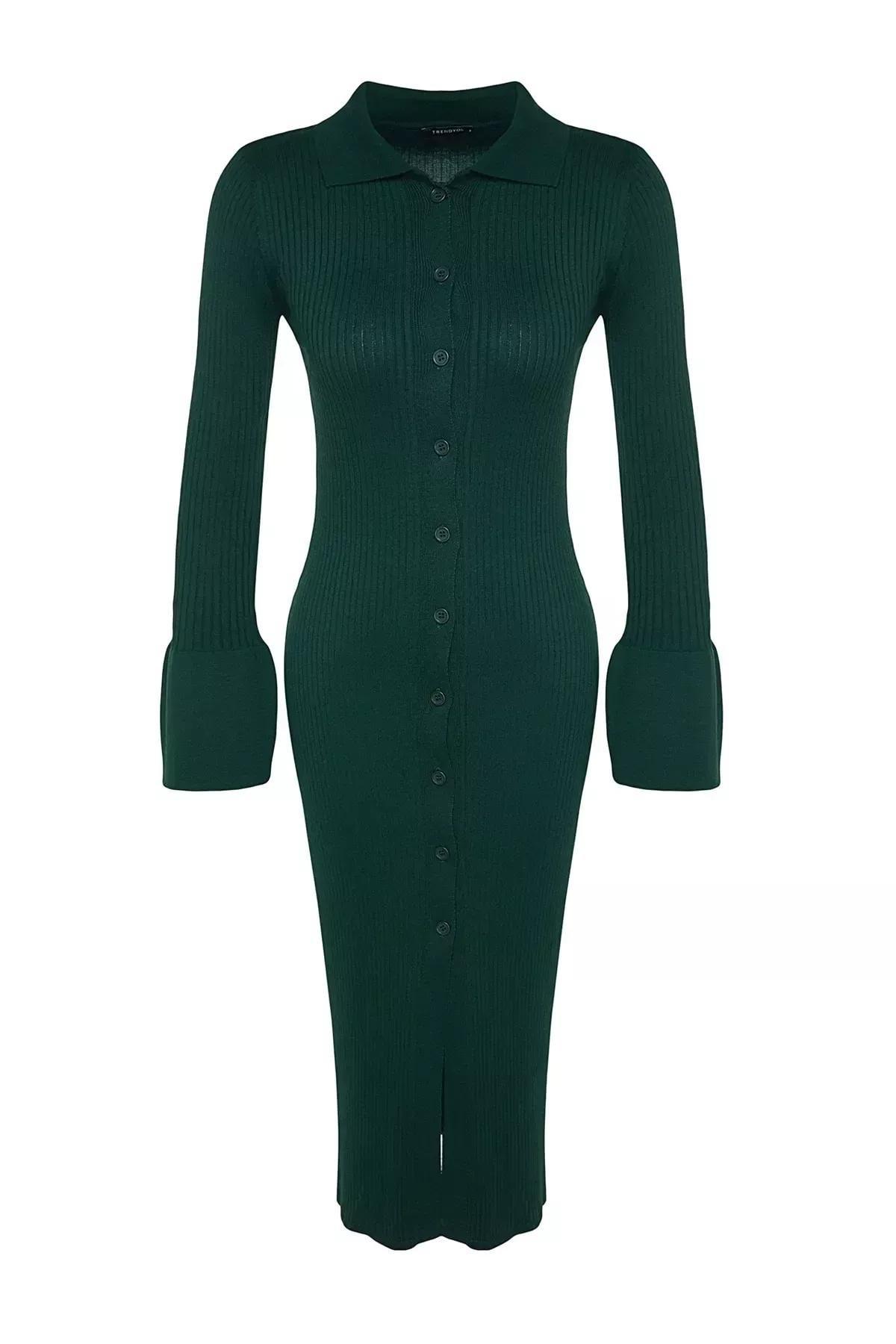 Emerald Maxi Sweater Polo Neck Dress, Emerald, large image number 5