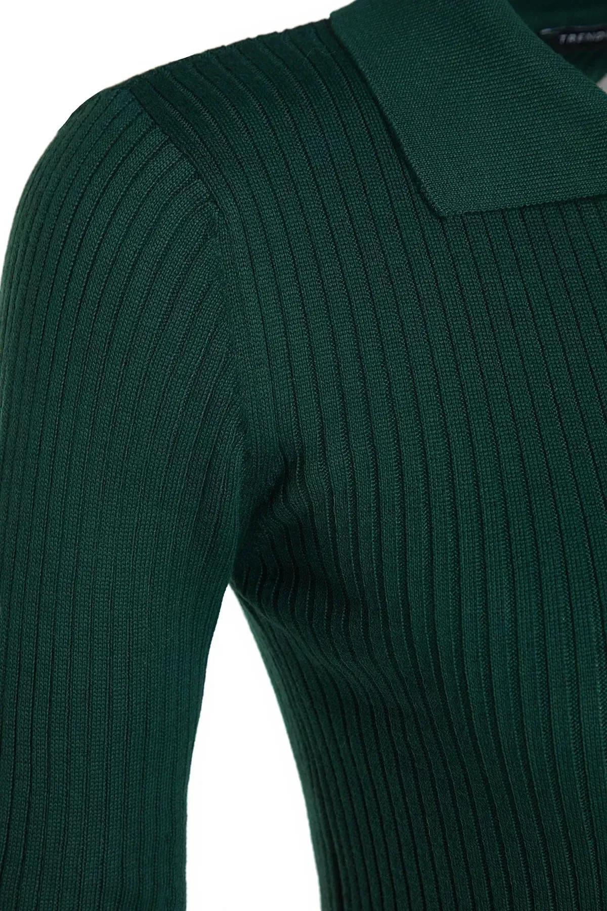 Emerald Maxi Sweater Polo Neck Dress, Emerald, large image number 6