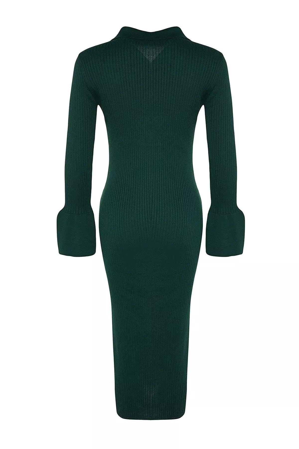 Emerald Maxi Sweater Polo Neck Dress, Emerald, large image number 7