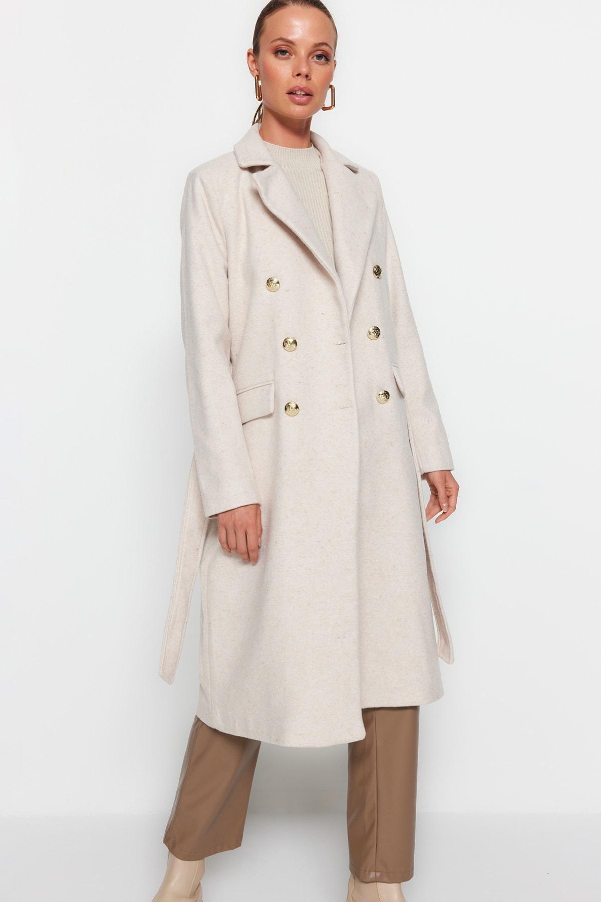 Beige Basic Coat, , large image number 0