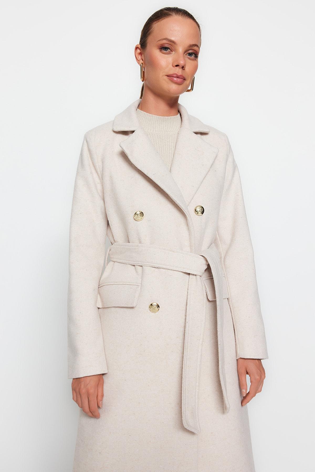 Beige Basic Coat, , large image number 1