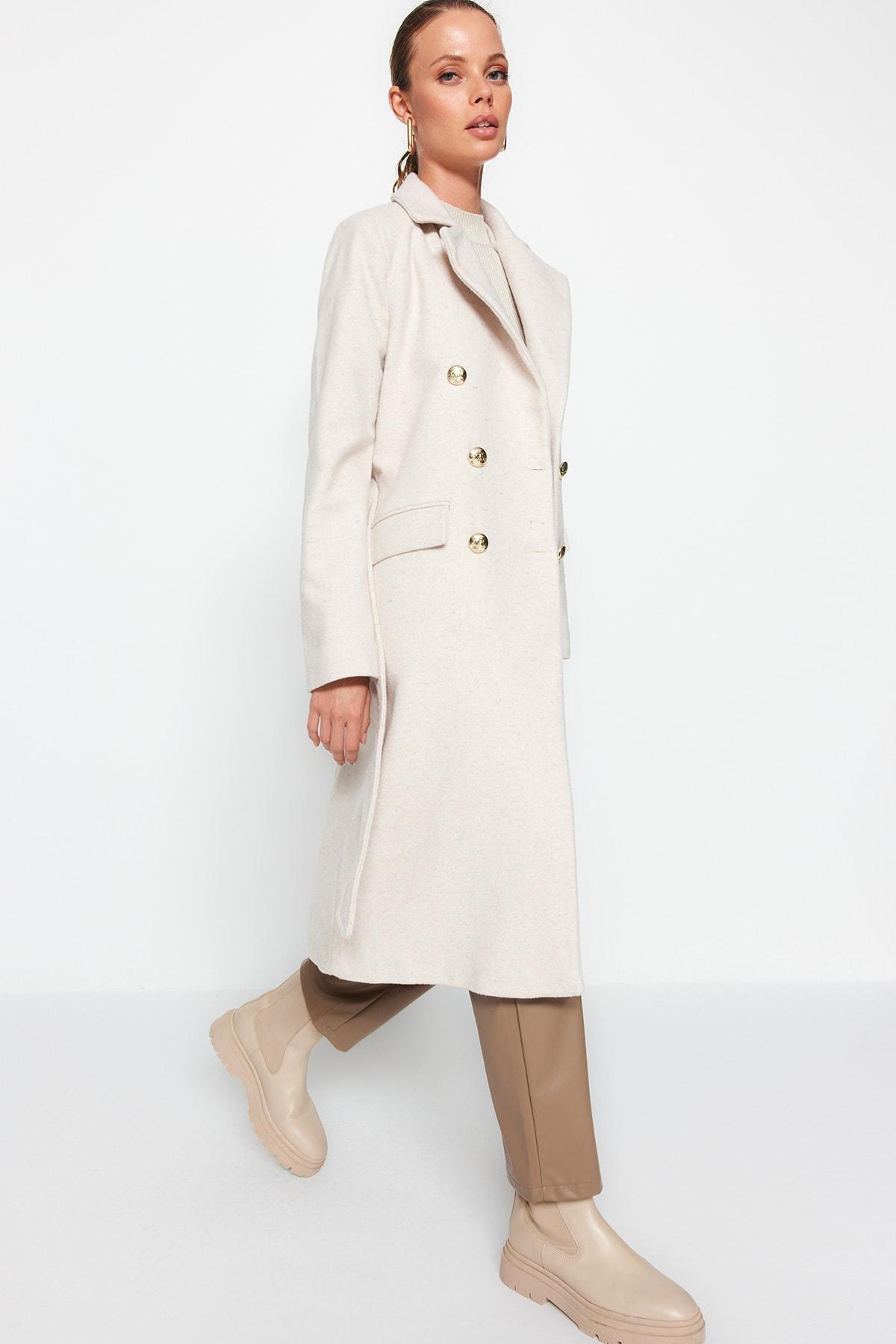 Beige Basic Coat, , large image number 2