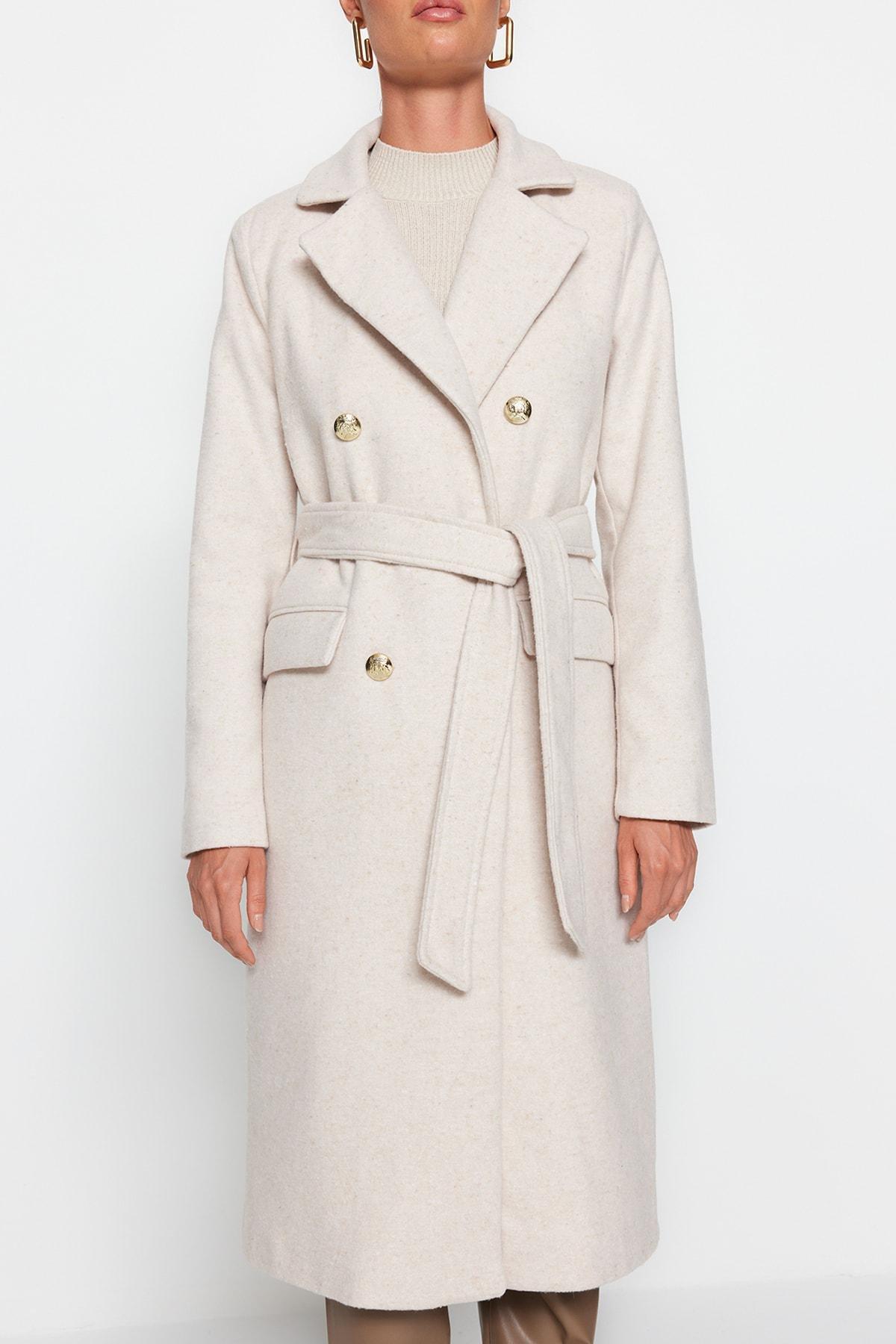 Beige Basic Coat, , large image number 3