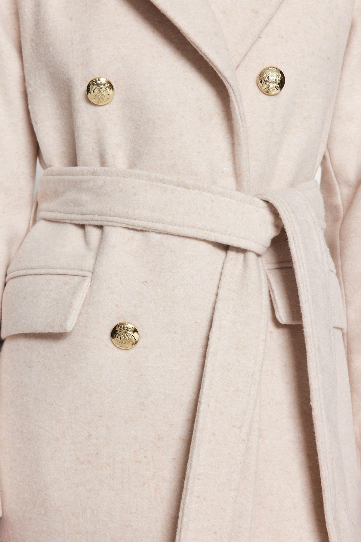 Beige Basic Coat, , large image number 4
