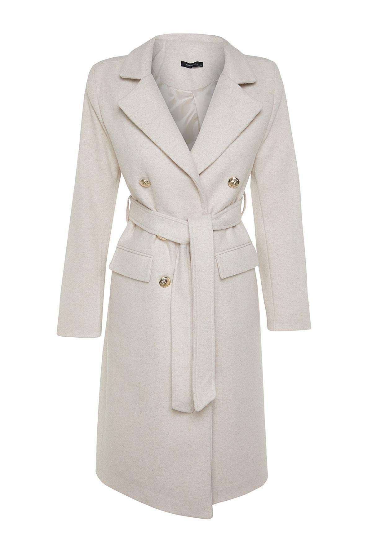 Beige Basic Coat, , large image number 5