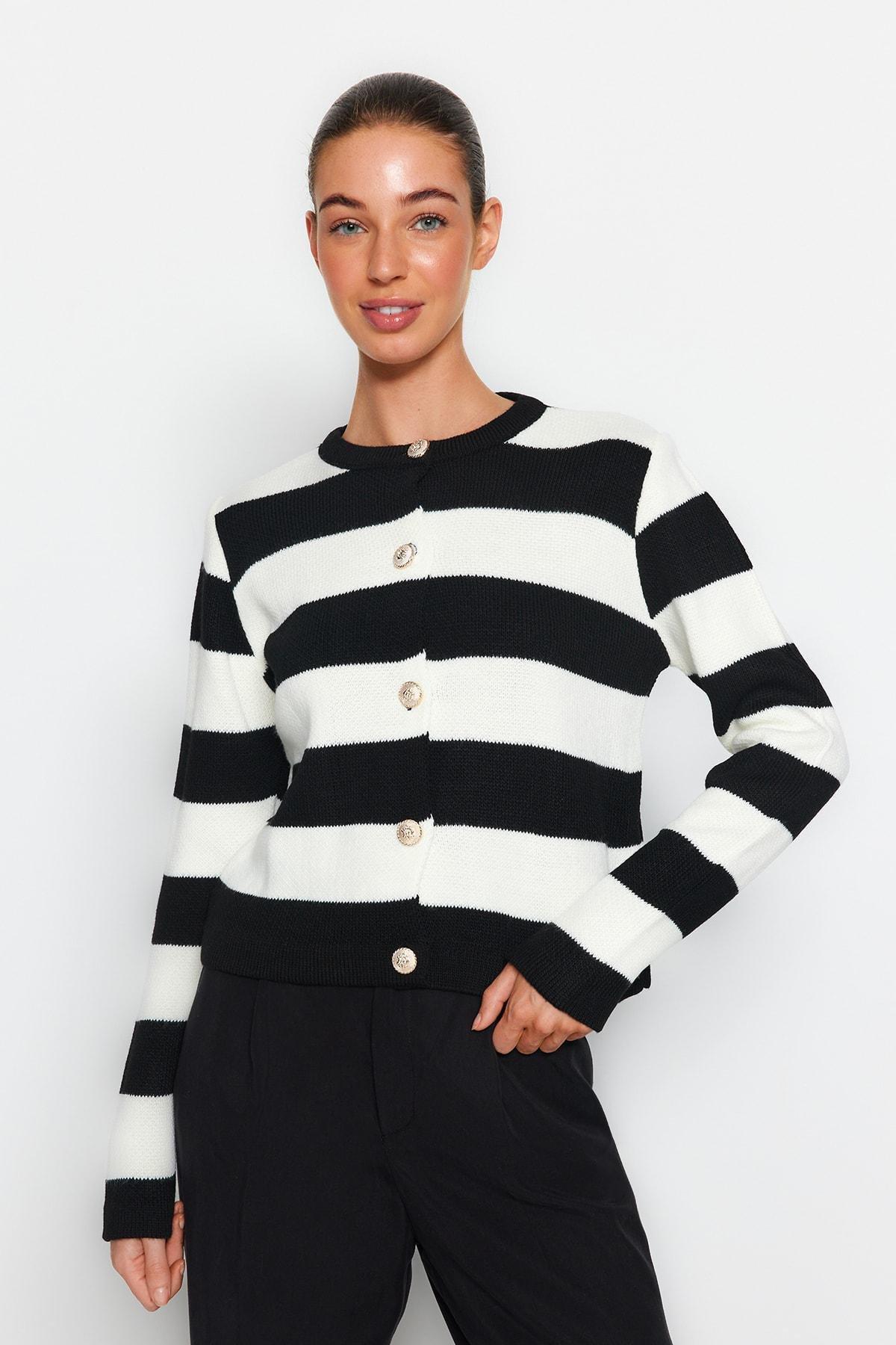 Multicolour Striped Knitted Cardigan, , large image number 0