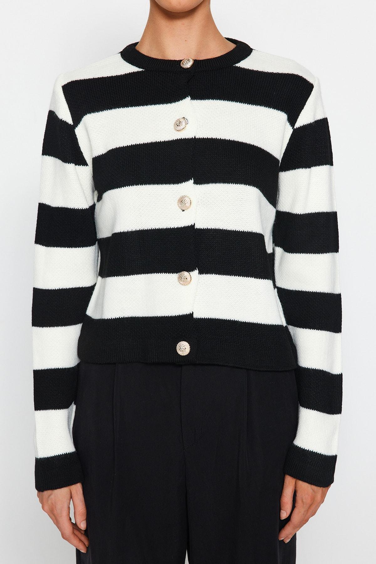 Multicolour Striped Knitted Cardigan, , large image number 3