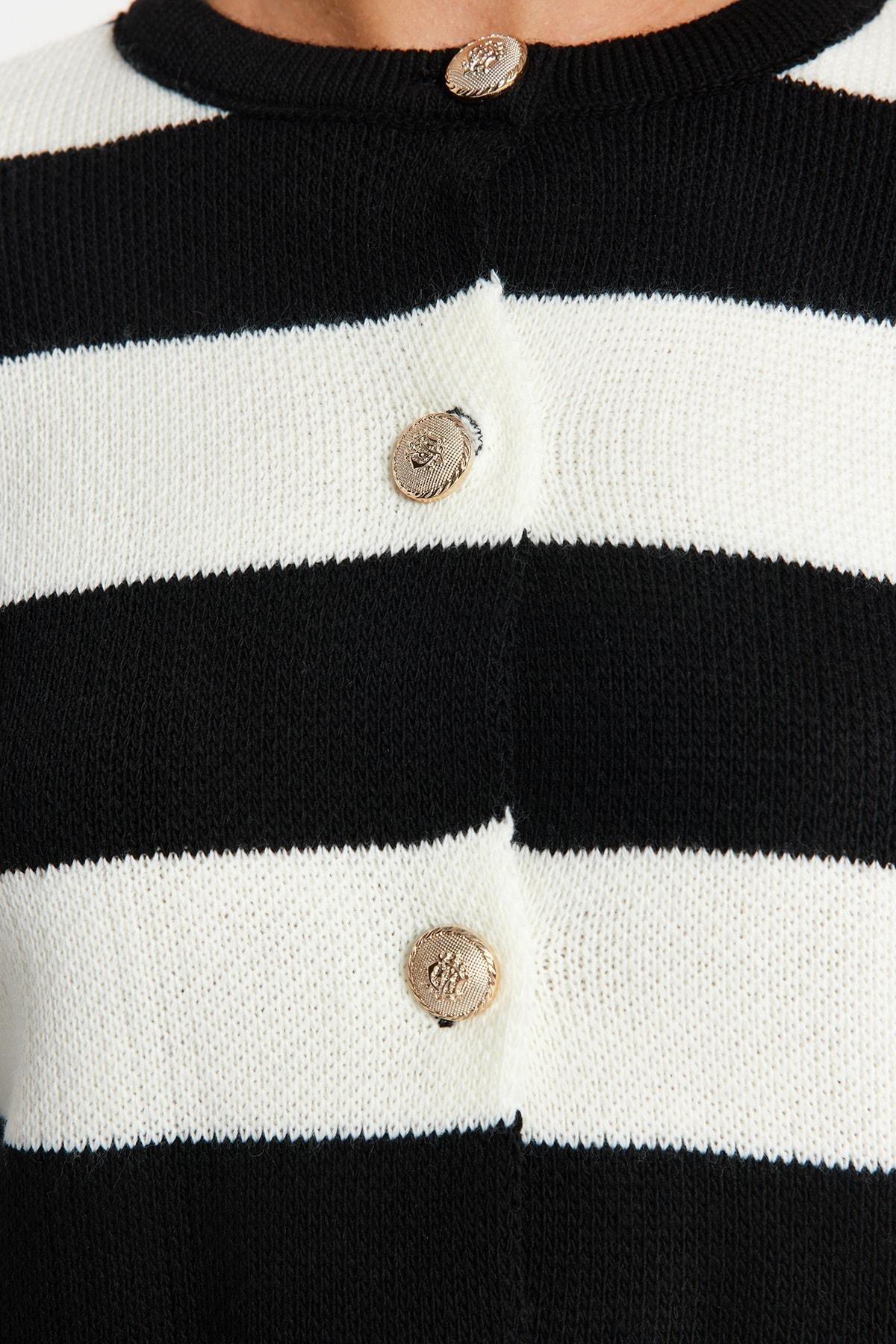 Multicolour Striped Knitted Cardigan, , large image number 4