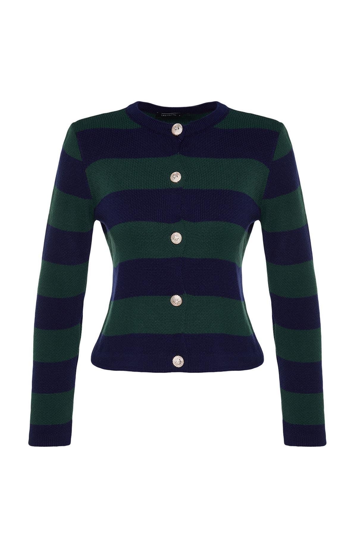 Navy Striped Cardigan, , large image number 5