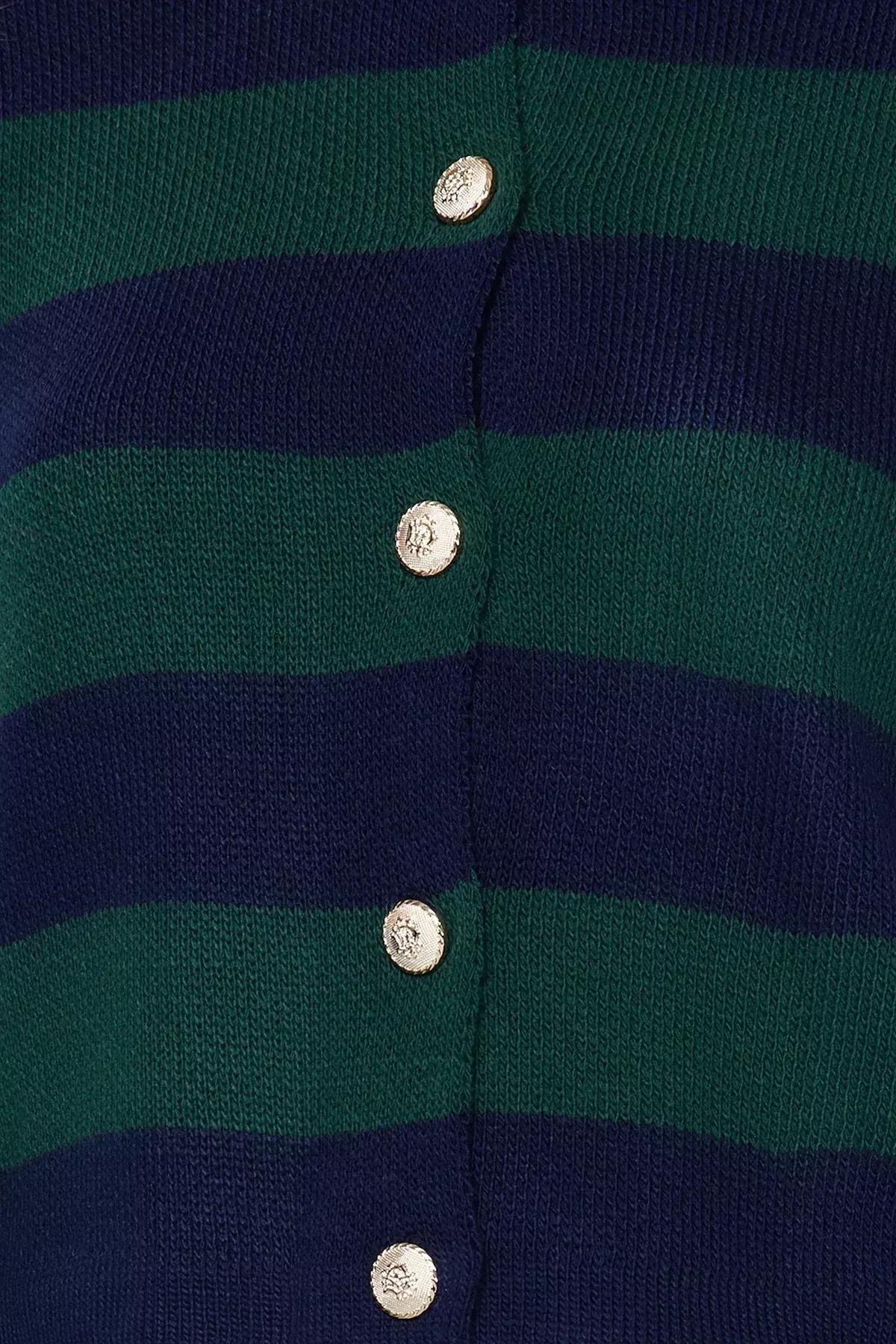 Navy Striped Cardigan, Navy blue, large image number 5