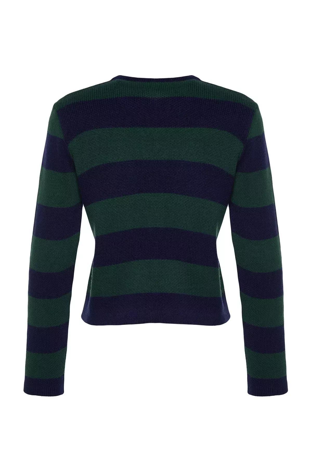 Navy Striped Cardigan, Navy blue, large image number 8