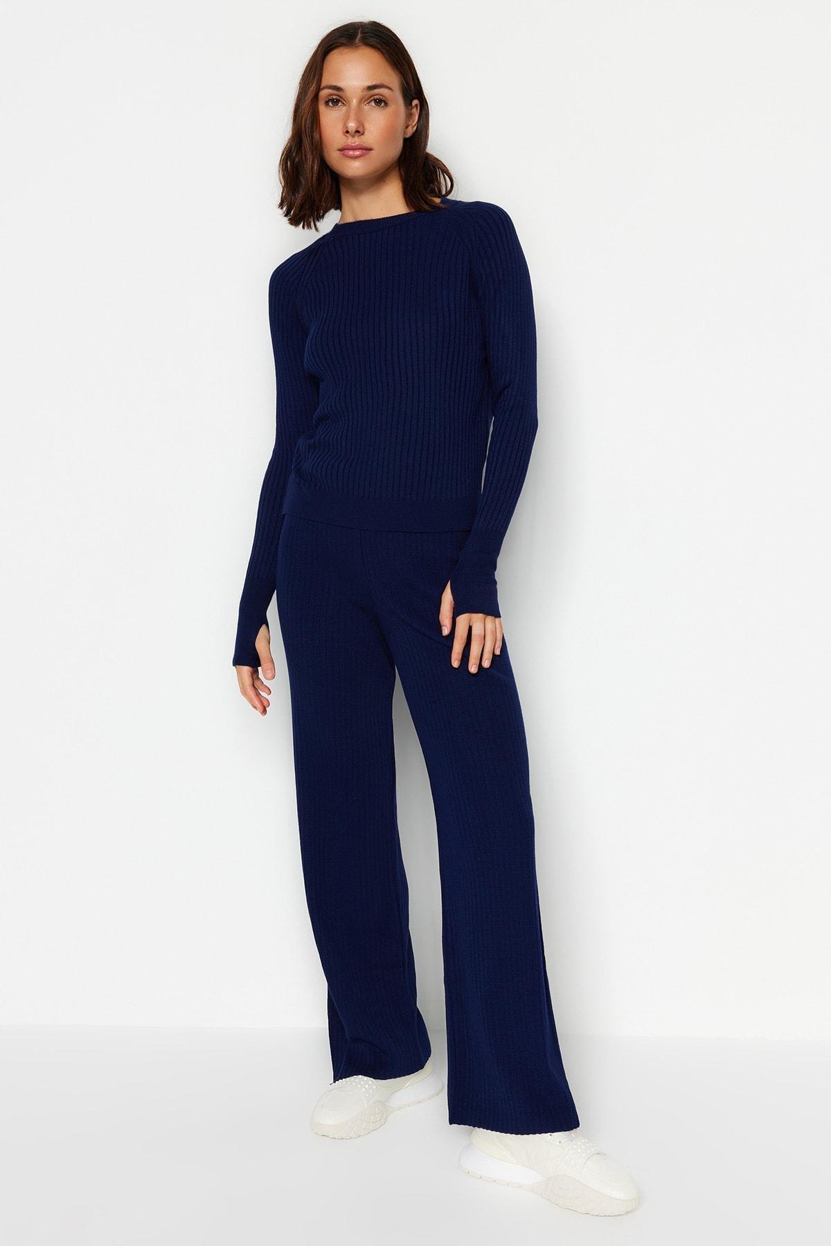 Navy Crew Neck Sweater Top, , large image number 0