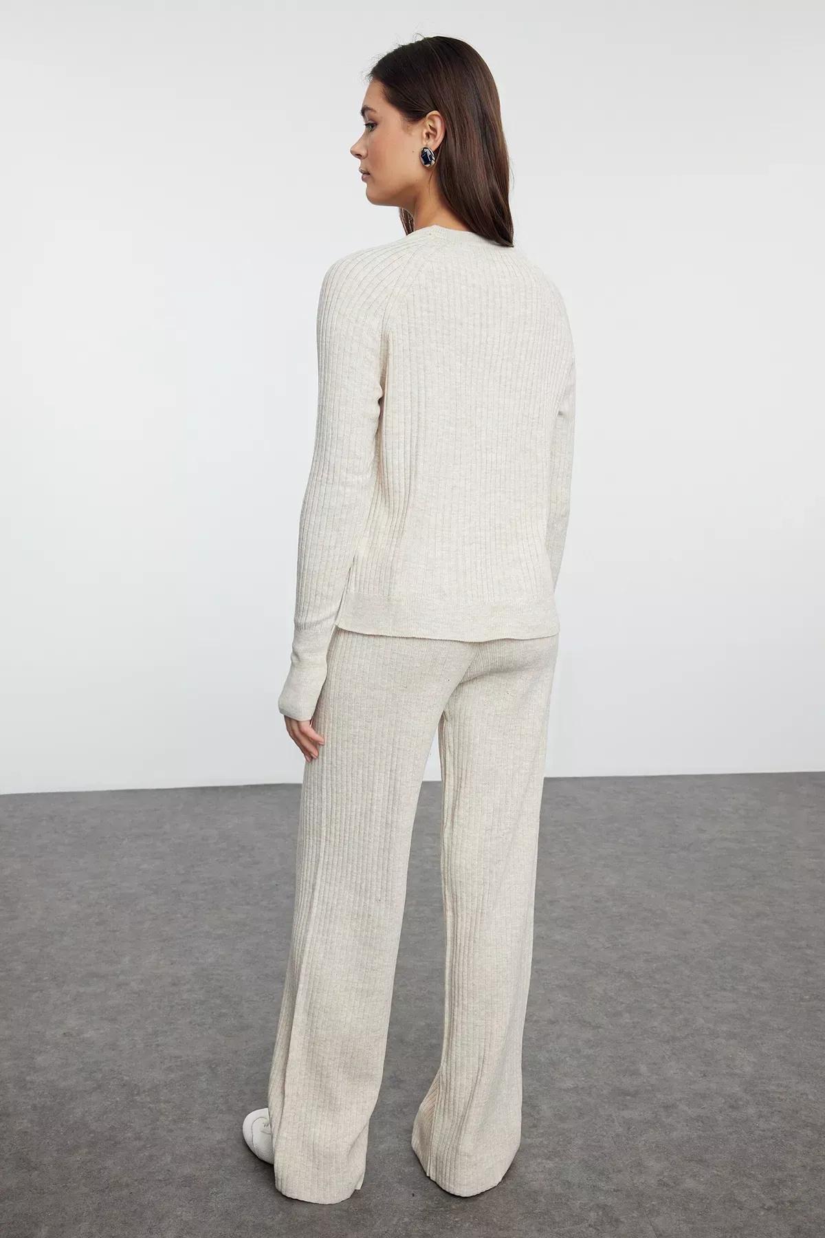 Grey Finger Detail Knit Set, STONE, large image number 4