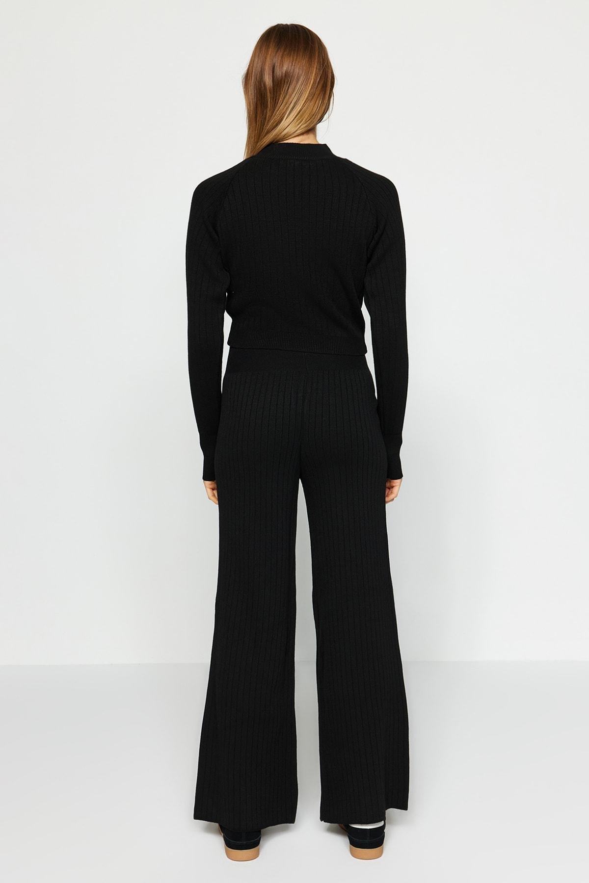 Black Crop Knitwear Co-Ord Set, , large image number 7