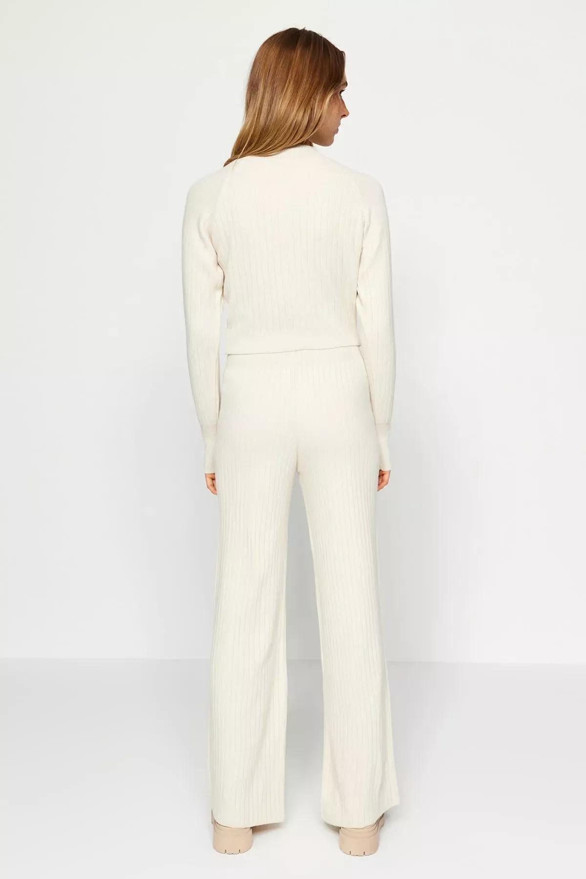 Beige Crop Knitwear Co-Ord Set, STONE, large image number 4