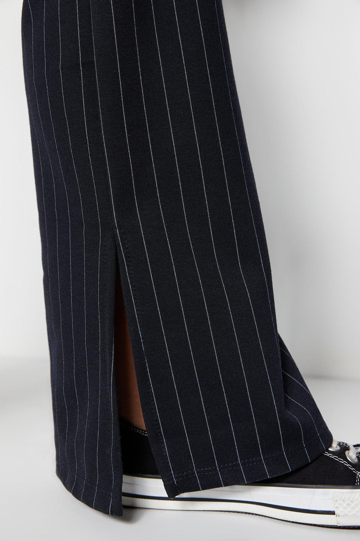 Navy Flare Plus Size Pants, , large image number 3