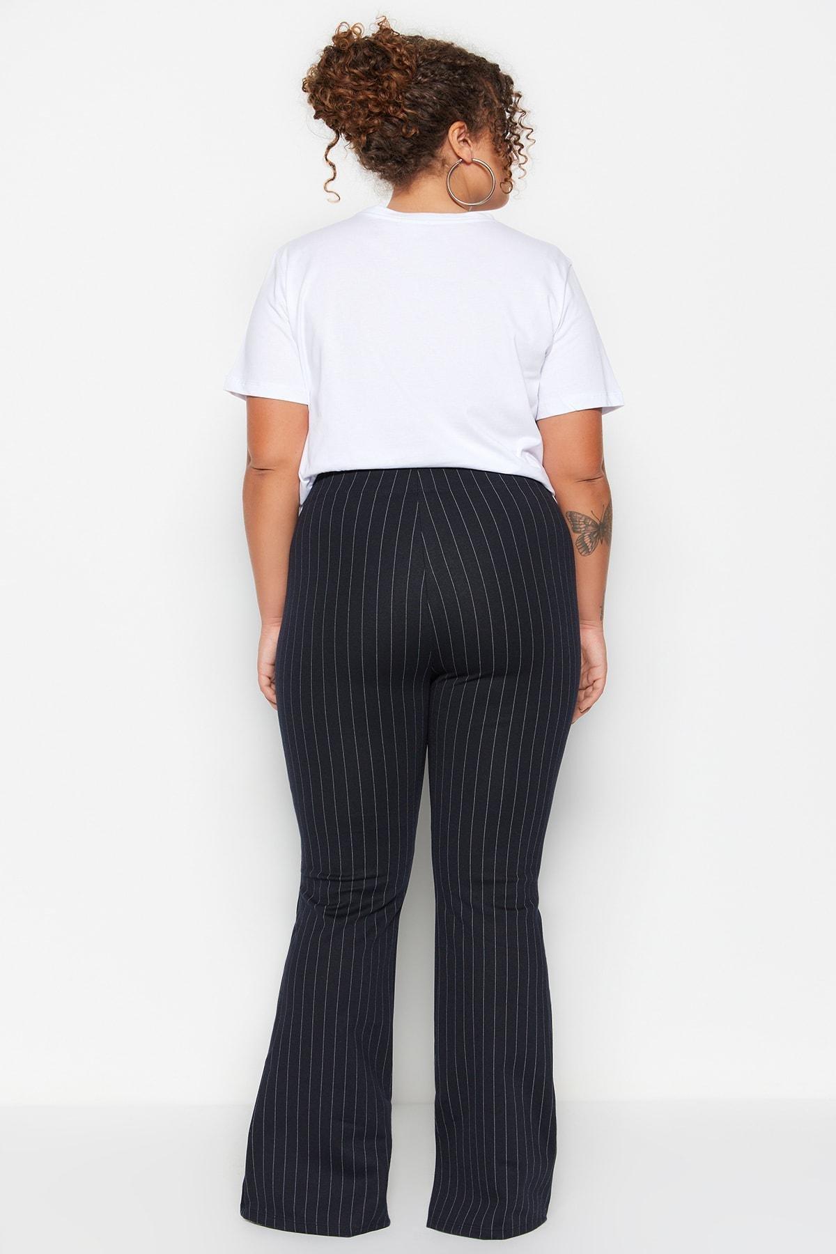 Trendyol - Navy Flare Plus Size Pants