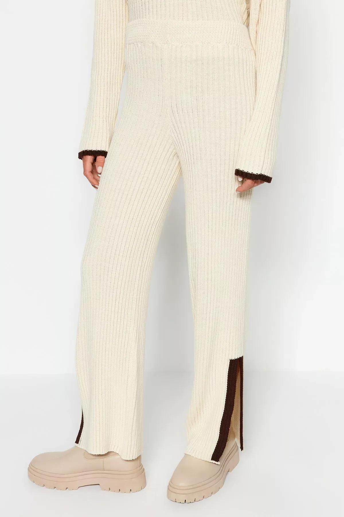 Cream Roving Colour Block Knitwear Co-Ord Set, Rock, large image number 4