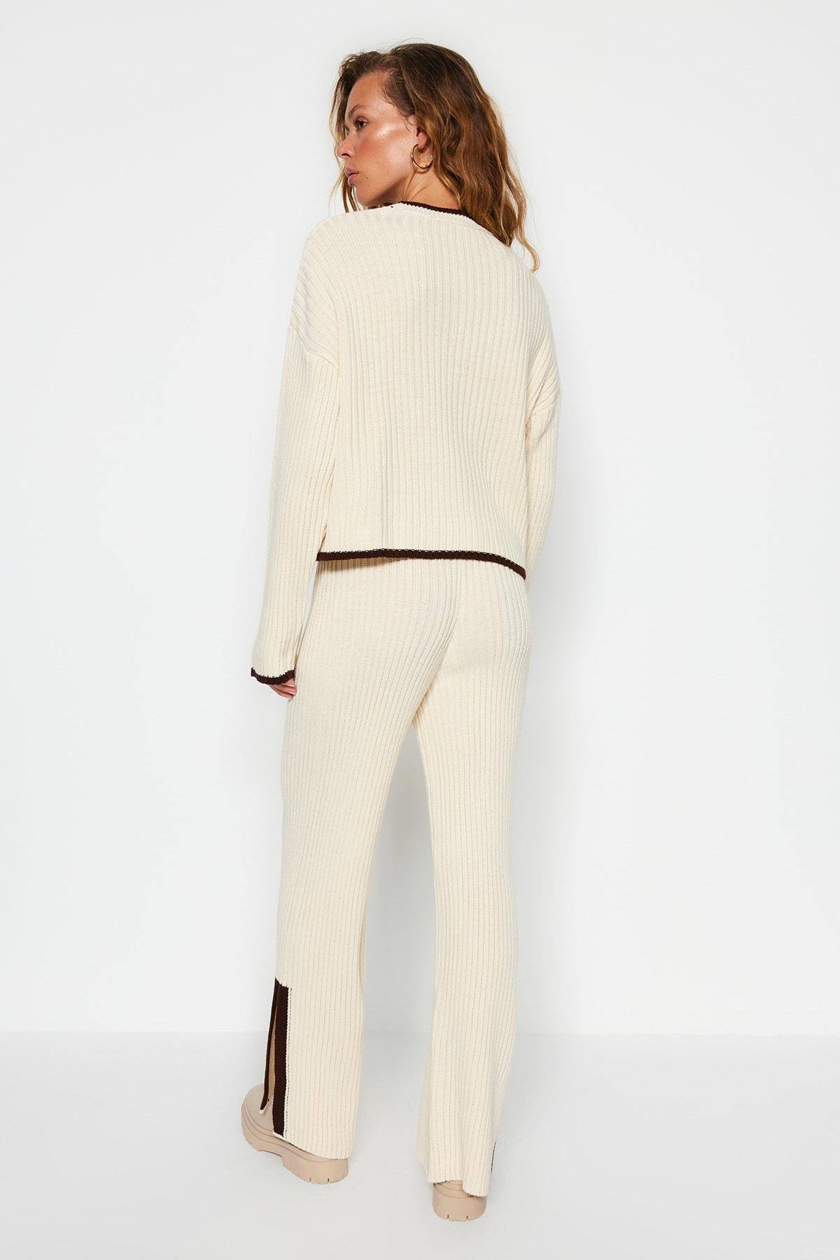 Cream Roving Colour Block Knitwear Co-Ord Set, , large image number 5