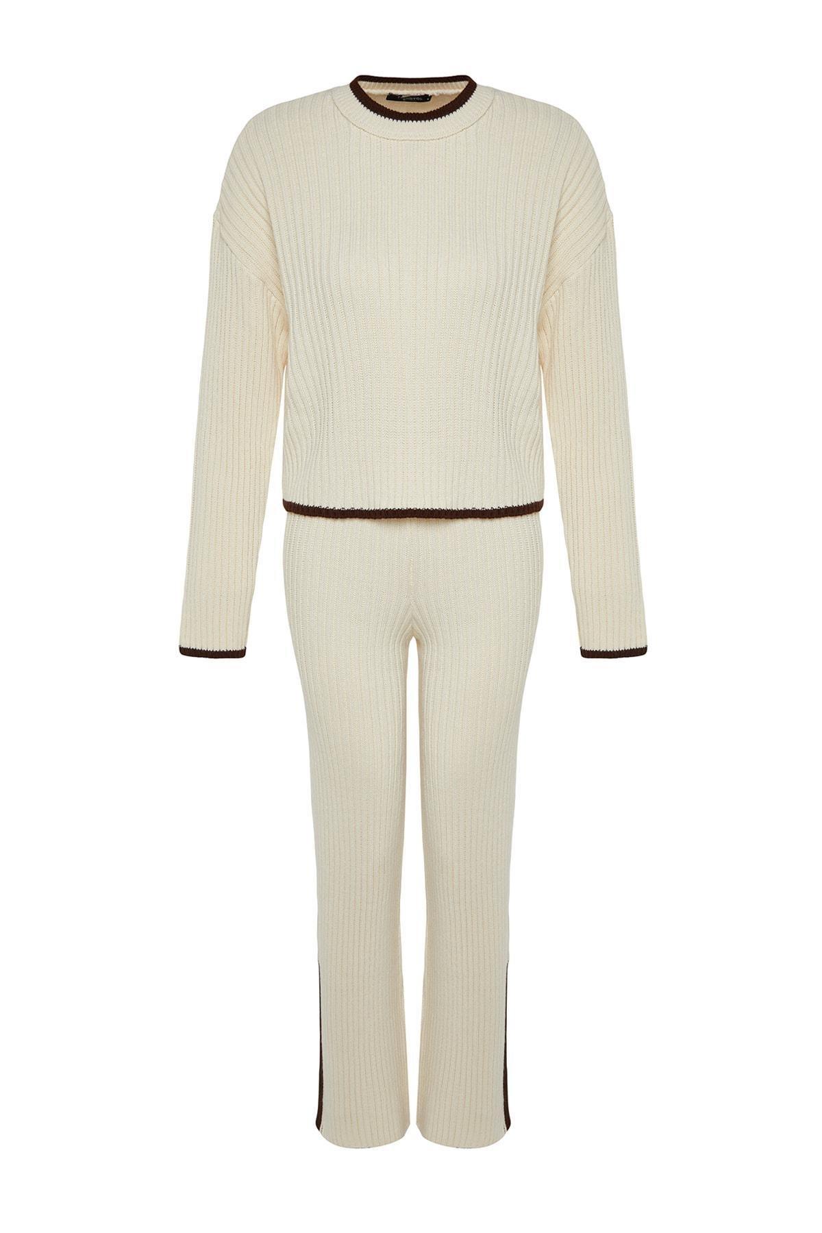Cream Roving Colour Block Knitwear Co-Ord Set, , large image number 6