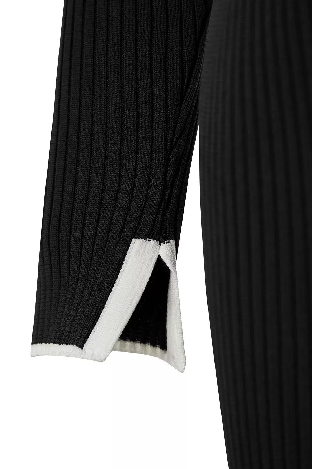 Black Mini Knitwear Fitted Dress, BLACK, large image number 6