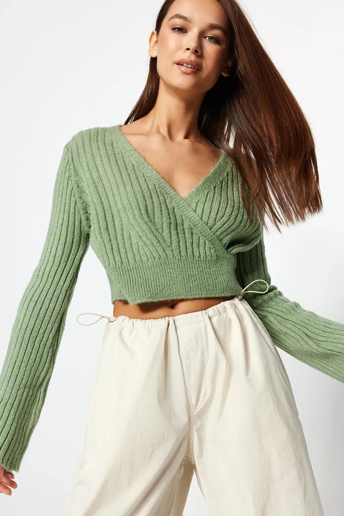 Green Slim Fit Sweater, , large image number 0
